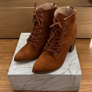 Chase + Chloe Faux Suede Lace Up Booties